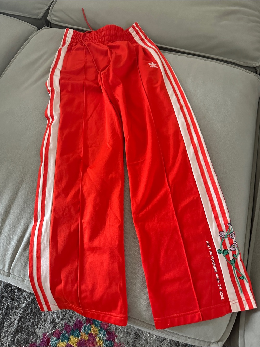Adidas Ain’t No Sunshine Three-Stripe Joggers with Floral Accent small - Picture 4 of 7